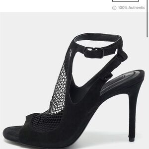 Alexander Wang Black Mesh Open-Toe Heels